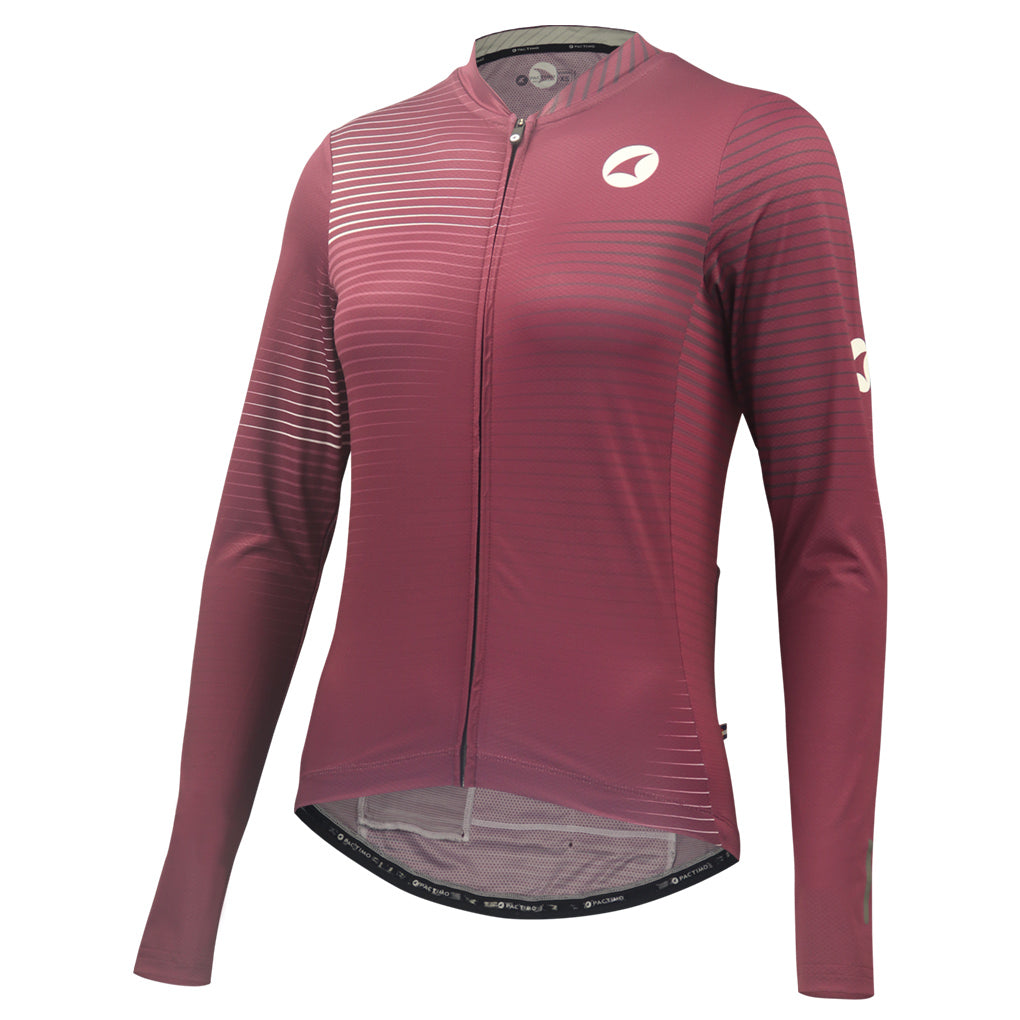 Women's Long Sleeve Cycling Jersey Convergence Design Front View #color_mulberry