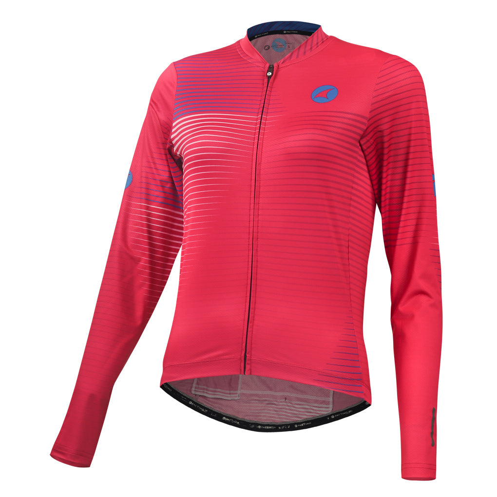 Women's Long Sleeve Cycling Jersey Convergence Design Front View #color_orchid