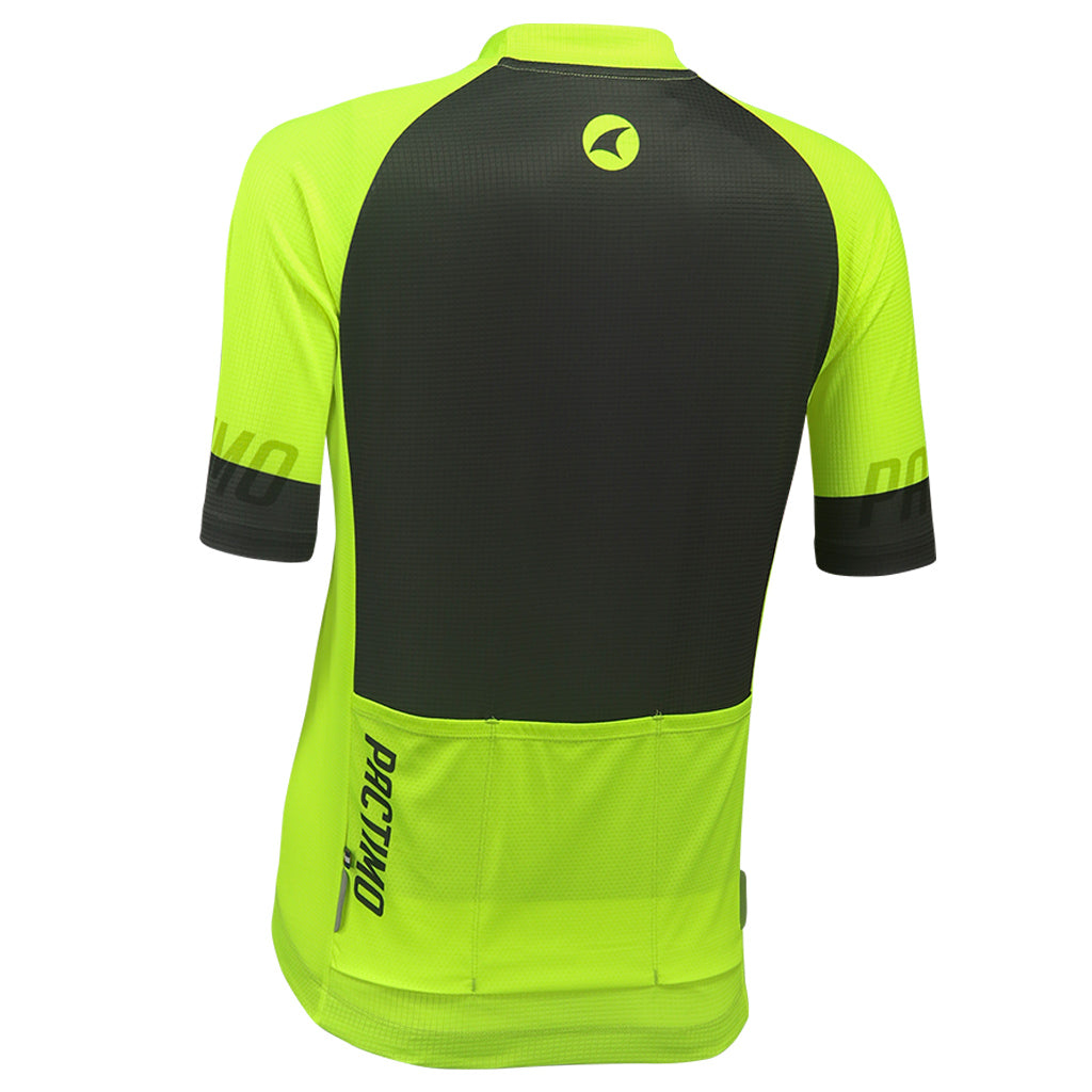 Loose Fit Cycling Jersey for Women Back View #color_manic-yellow