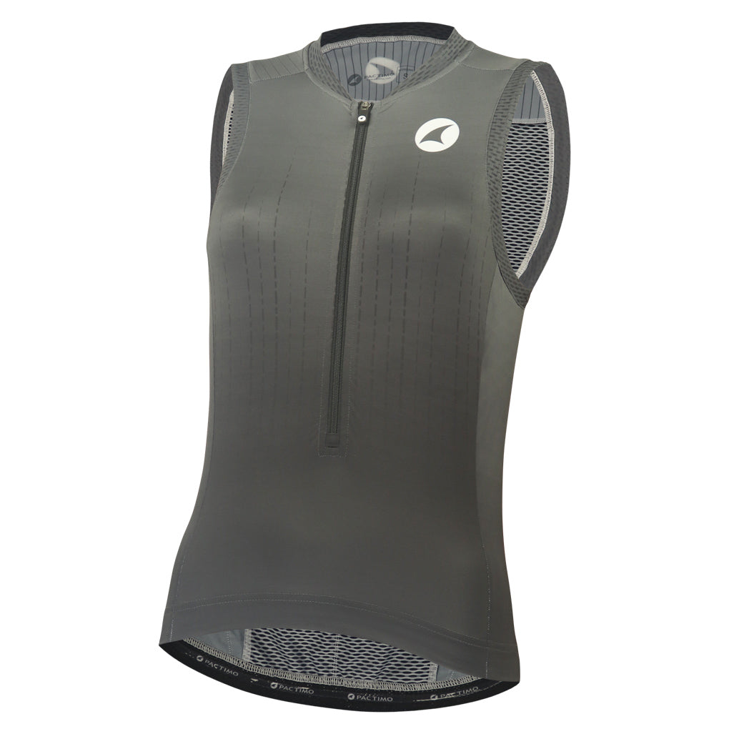 Sleeveless Triathlon Tops for Women - Front View  #color_charcoal