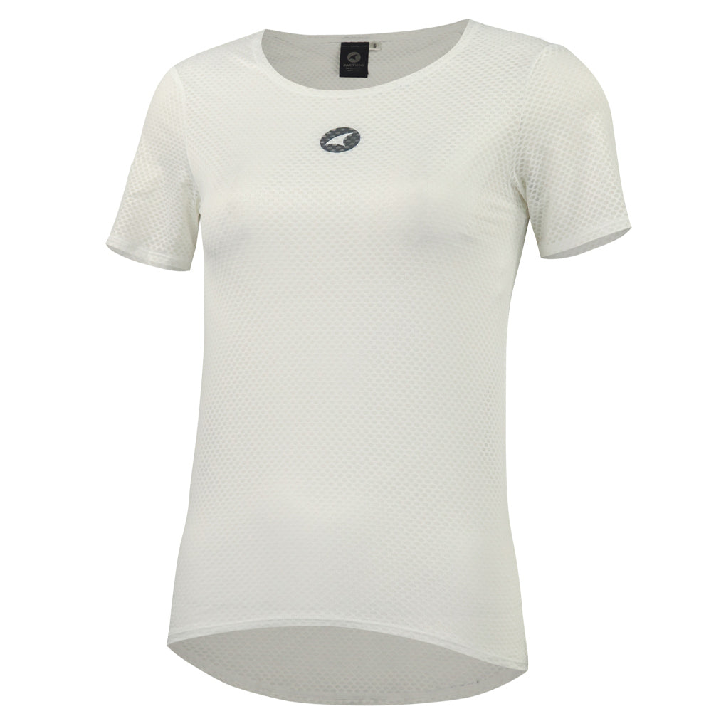 Women's Lightweight Short Sleeve Cycling Base Layer - Front View #color_white