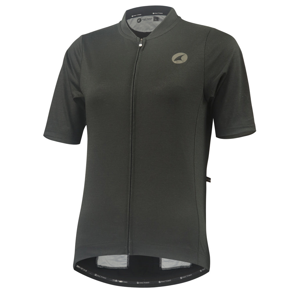 Merino Wool Cycling Jersey for Women - Front View #color_black