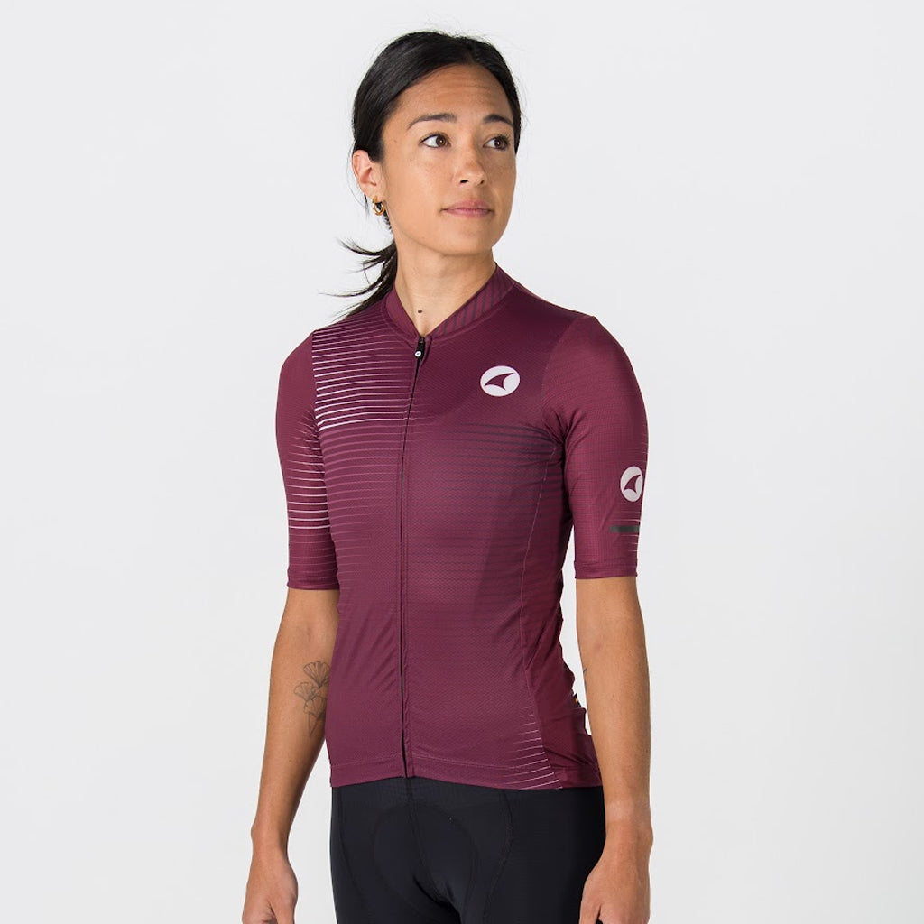 Women's Summer Cycling Jersey - Convergence On Body Side #color_mulberry