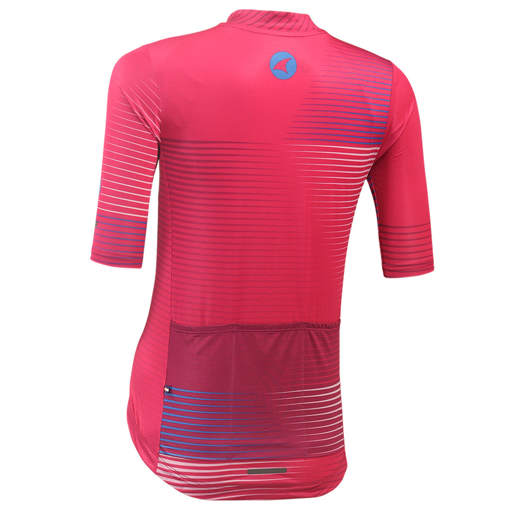 Women's Summer Cycling Jersey Back View Convergence Design #color_orchid