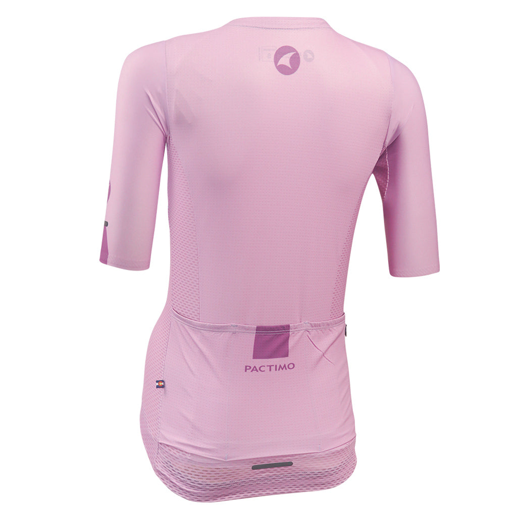 Lightweight Mesh Cycling Jersey for Women Back View #color_lilac