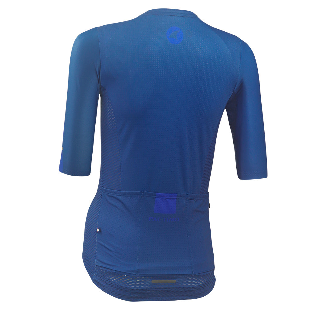 Lightweight Mesh Cycling Jersey for Women Back View #color_navy