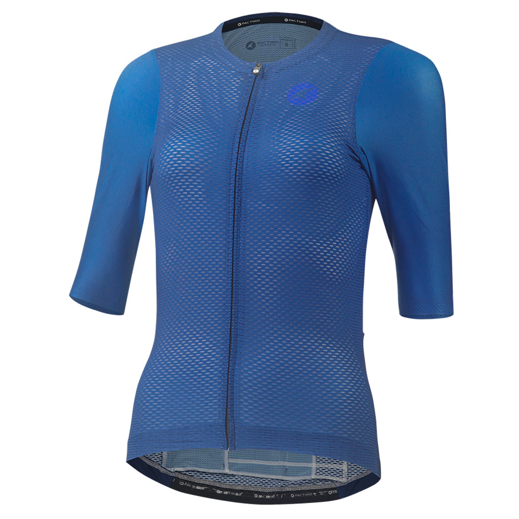 Lightweight Mesh Cycling Jersey for Women Front View #color_navy