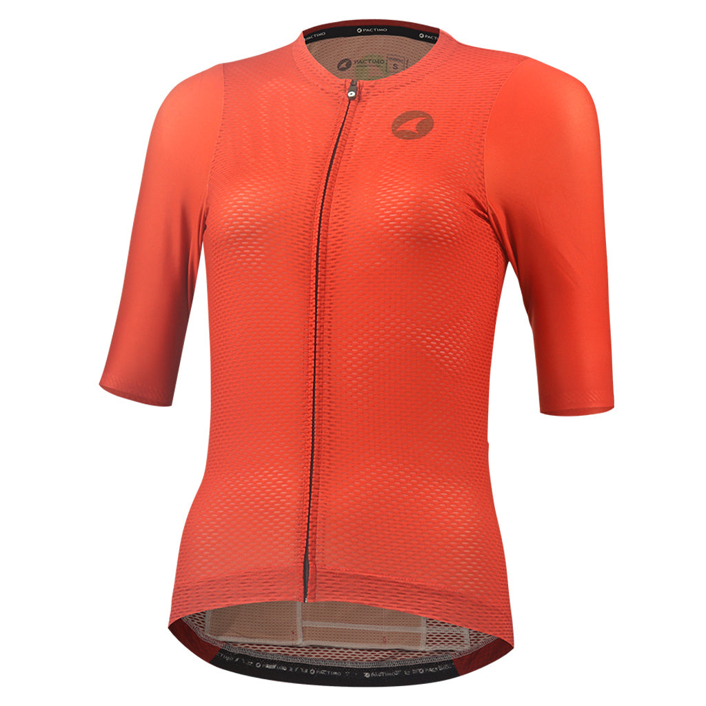 Lightweight Mesh Cycling Jersey for Women Front View #color_garnet