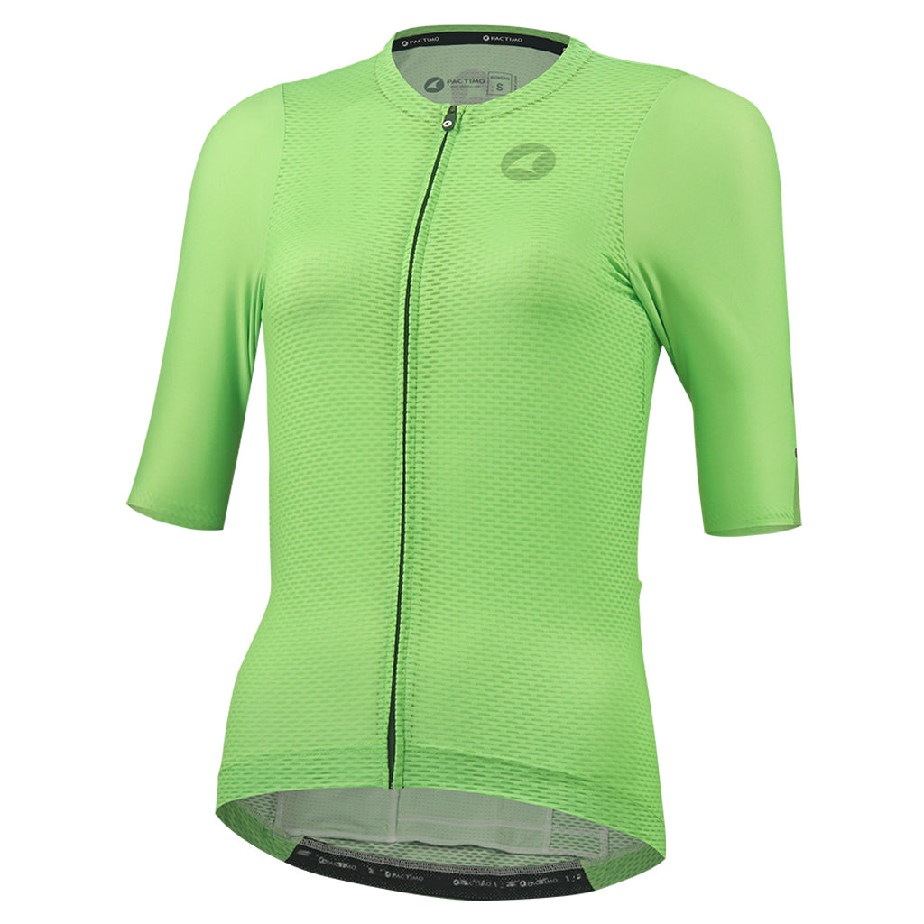 Lightweight Mesh Cycling Jersey for Women Front View #color_washed-lime