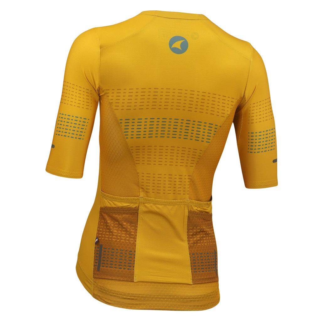 Five Pocket Cycling Jersey for Women Back View #color_old-gold
