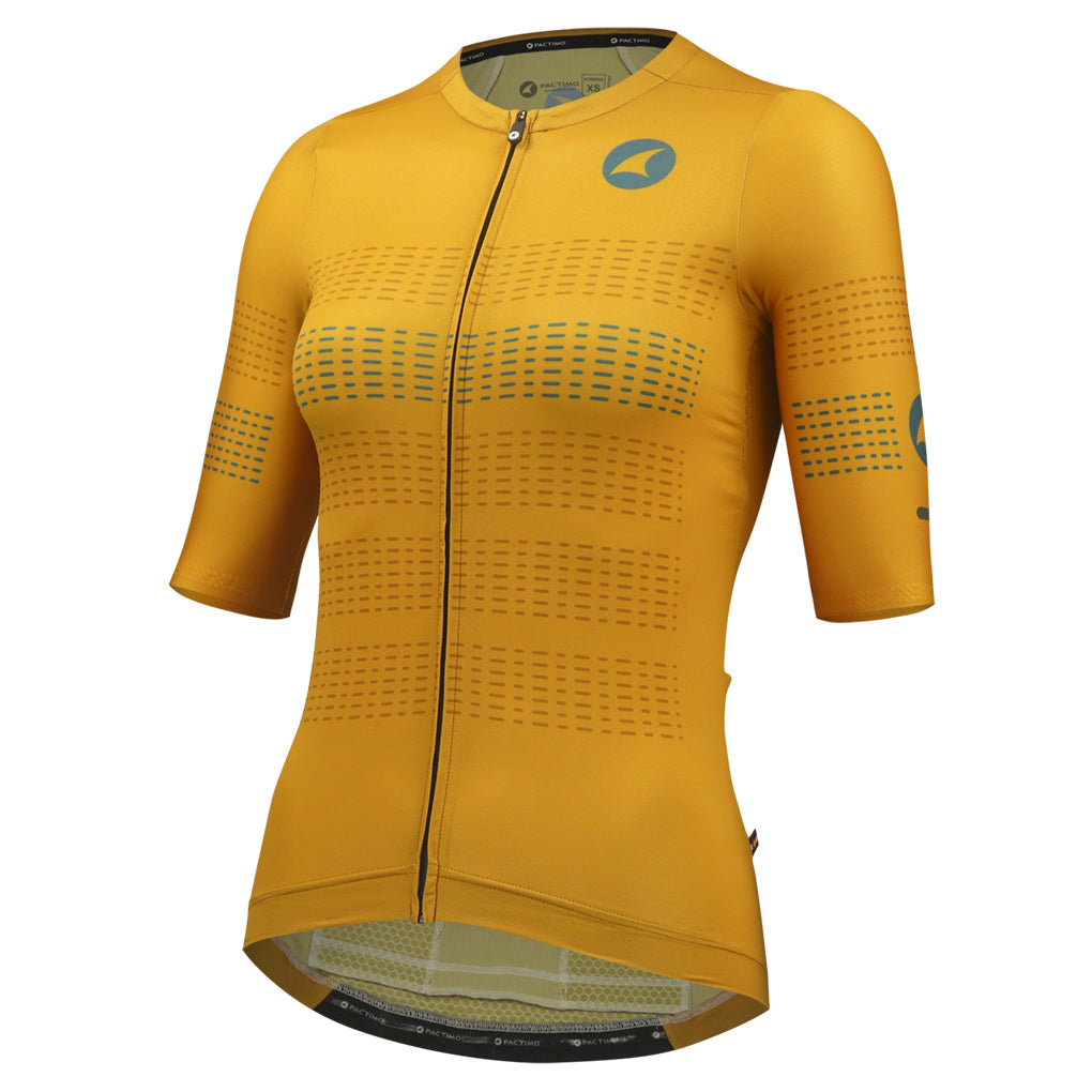 Five Pocket Cycling Jersey for Women Front View #color_old-gold