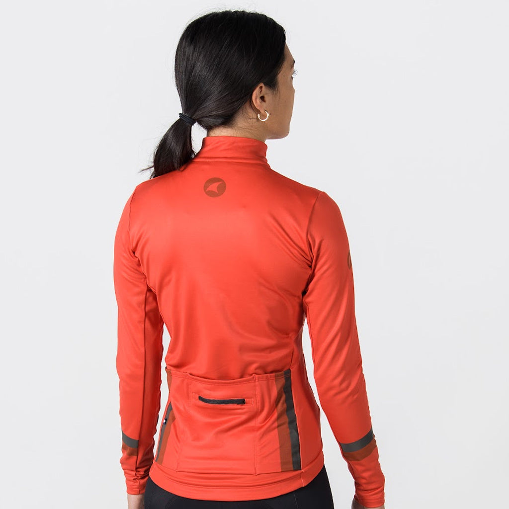 Women's Thermal Long Sleeve Cycling Jersey - Back View 