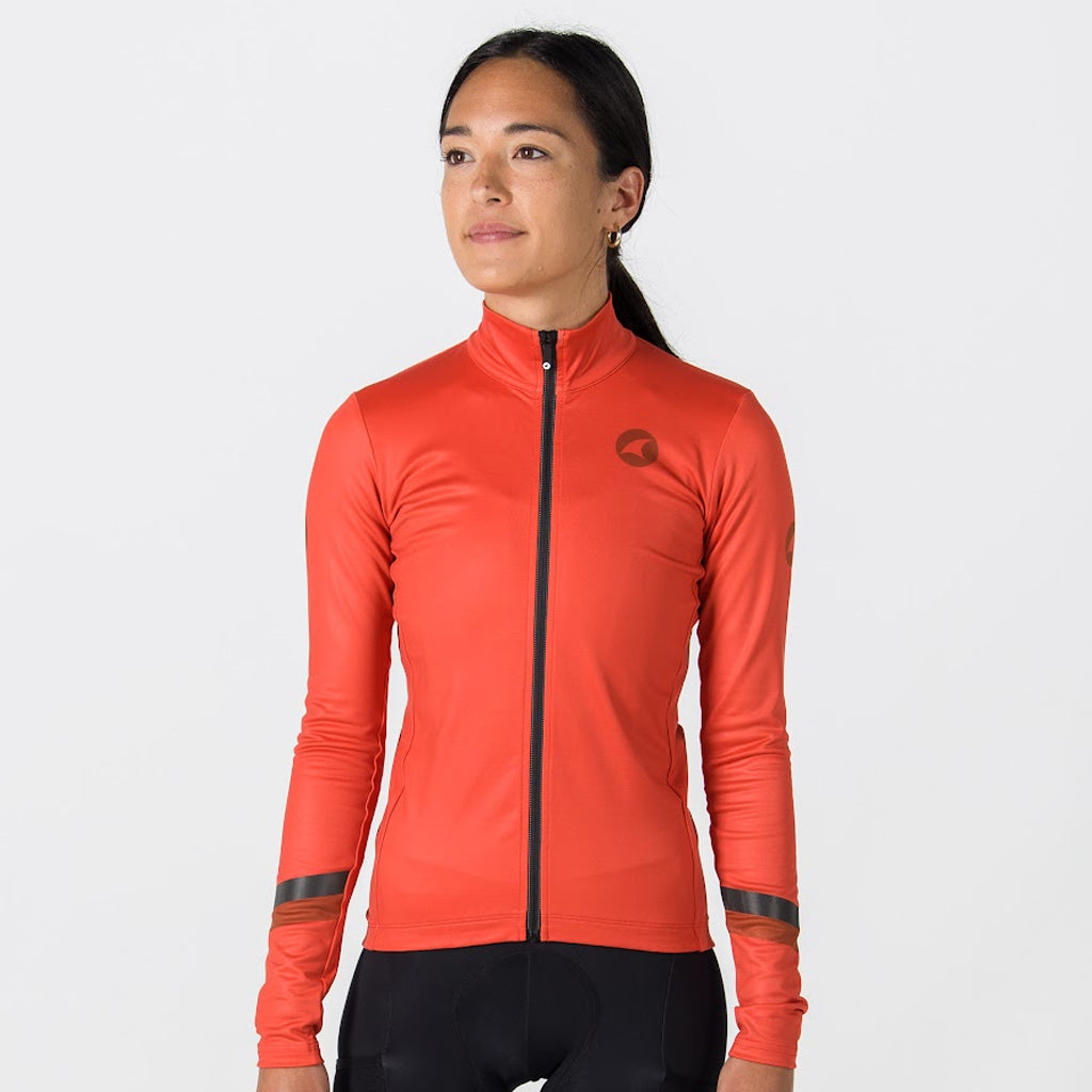 Women's Thermal Long Sleeve Cycling Jersey - Front View 