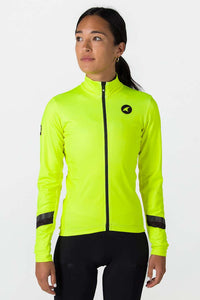Women's High-Viz Yellow Thermal Cycling Jersey - Front View