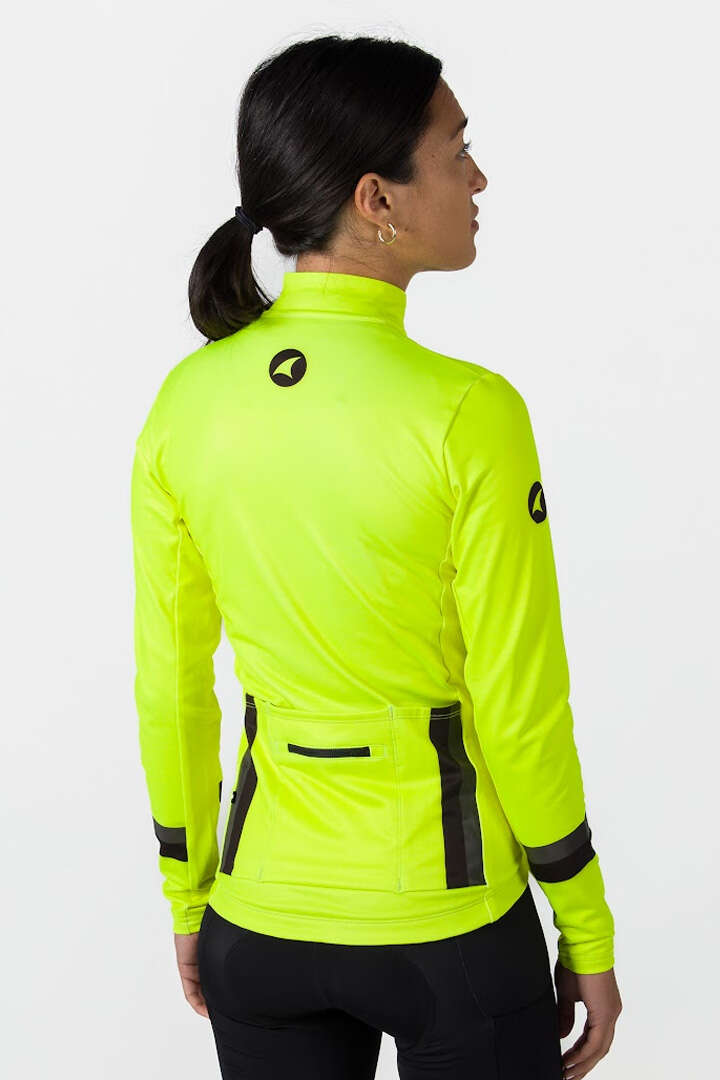 Women's High-Viz Yellow Thermal Cycling Jersey - Back View