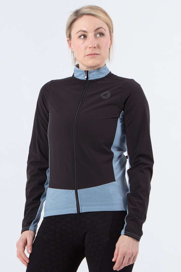 Women's Blue Wind Resistant Cycling Jersey - Front View