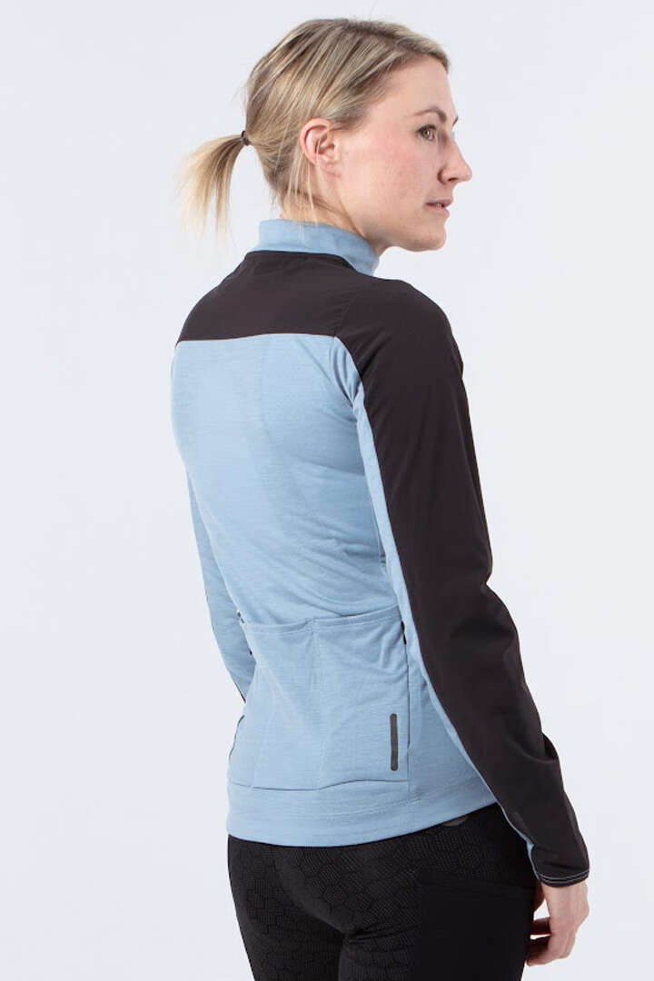 Women's Blue Wind Resistant Cycling Jersey - Back View
