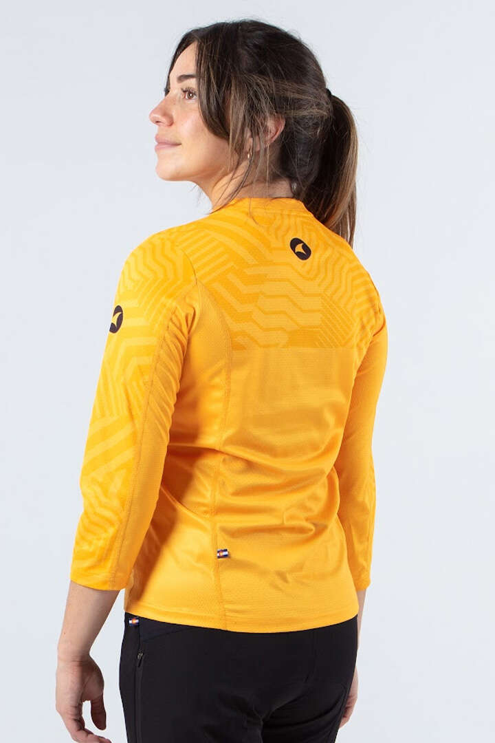 Women's Orange Mountain Bike Jersey - Terrain Back View