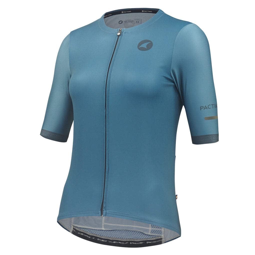 High Quality Women's Cycling Jersey Front View #color_poseidon