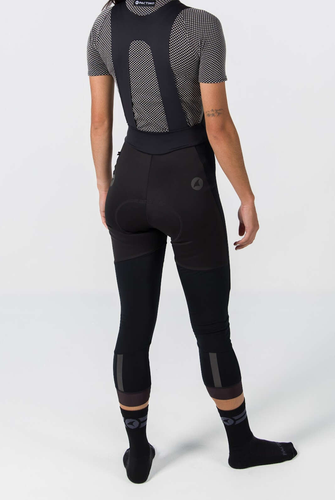 Women's Water-Repelling 3/4 Thermal Cycling Bib Tights - Back View