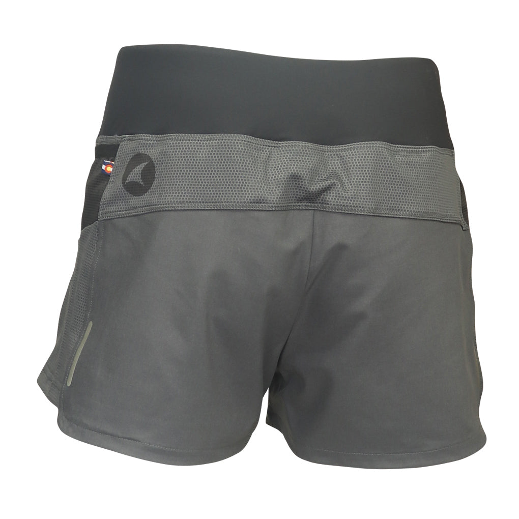 Women's Charcoal Running Shorts - Back View 