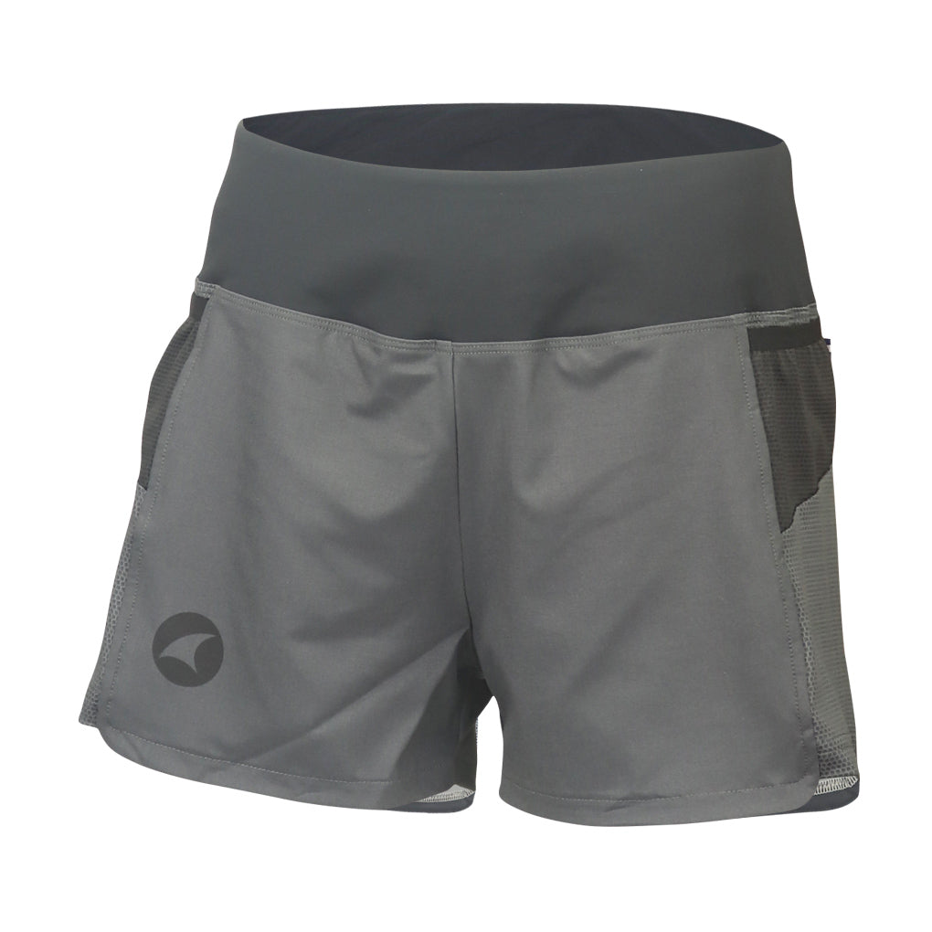 Women's Charcoal Running Shorts - Front View 
