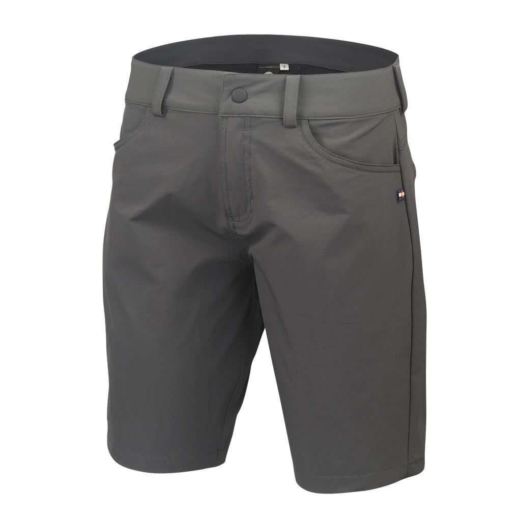 Womens Mountain Bike Shorts - Range Front View #color_dark-grey