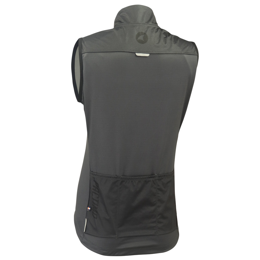 Women's Cool Weather Cycling Vest With Pockets Back View #color_charcoal