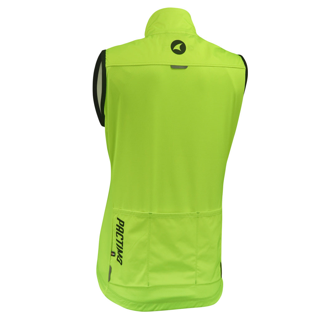 Women's Cool Weather Cycling Vest With Pockets Back View #color_manic-yellow