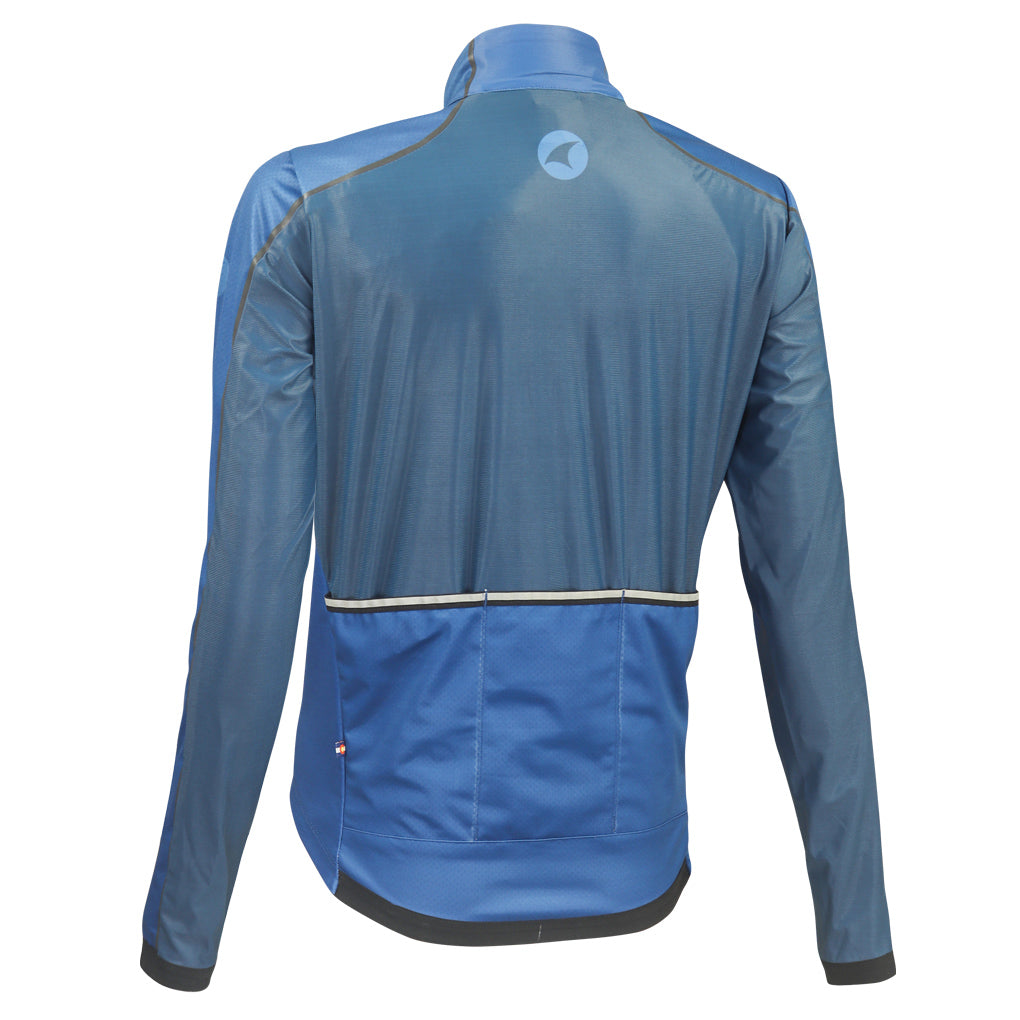 Womens Cycling Jacket for Cool Weather - Back View #color_navy