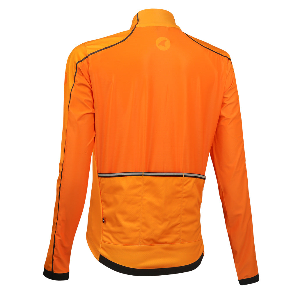 Womens Cycling Jacket for Cool Weather - Back View #color_vibrant-orange