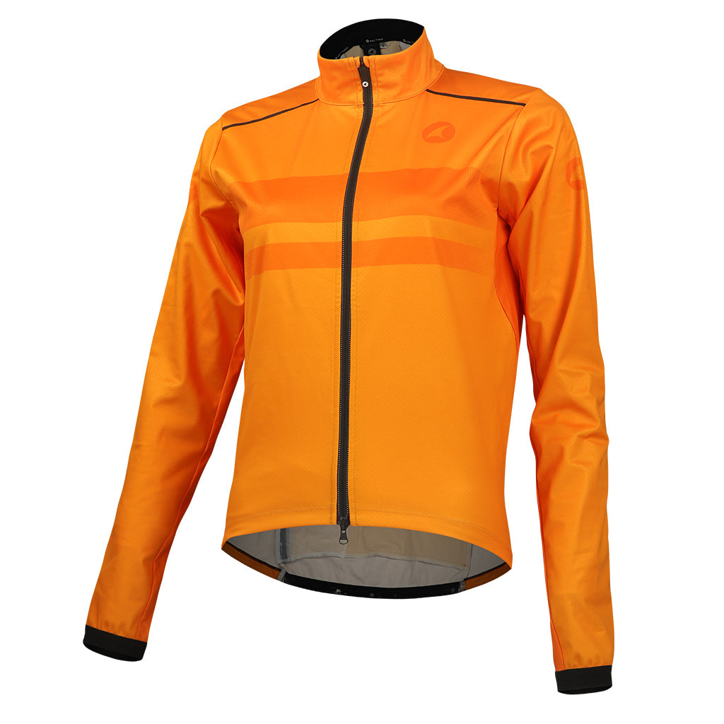 Womens Cycling Jacket for Cool Weather - Front View #color_vibrant-orange