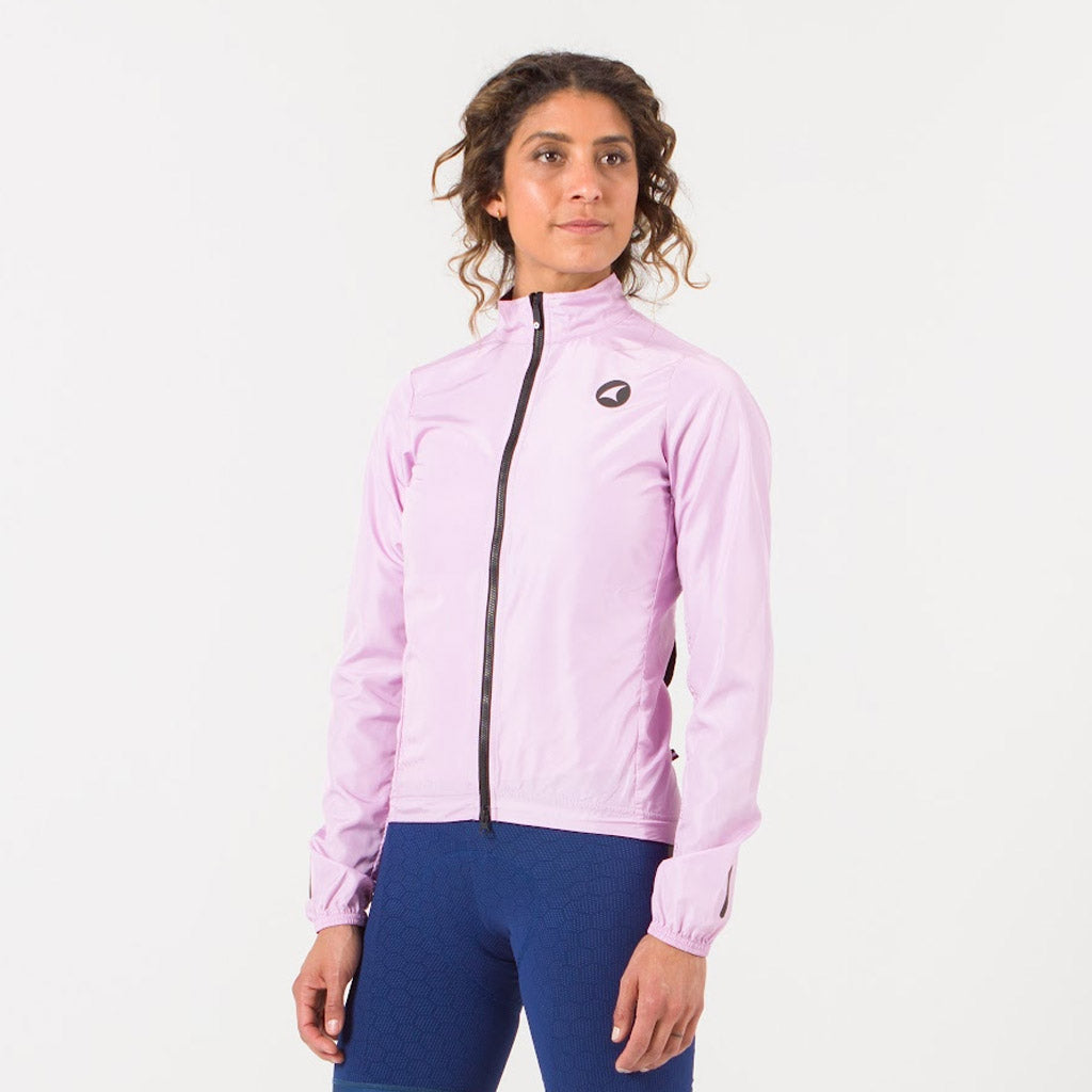 Women's Packable Cycling Wind Jacket Front View #color_lilac