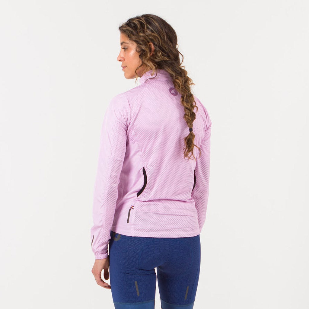 Women's Packable Cycling Wind Jacket Back View #color_lilac