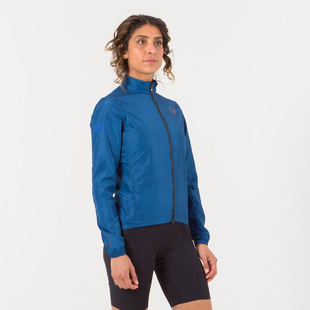 Women's Packable Cycling Wind Jacket Front View #color_navy