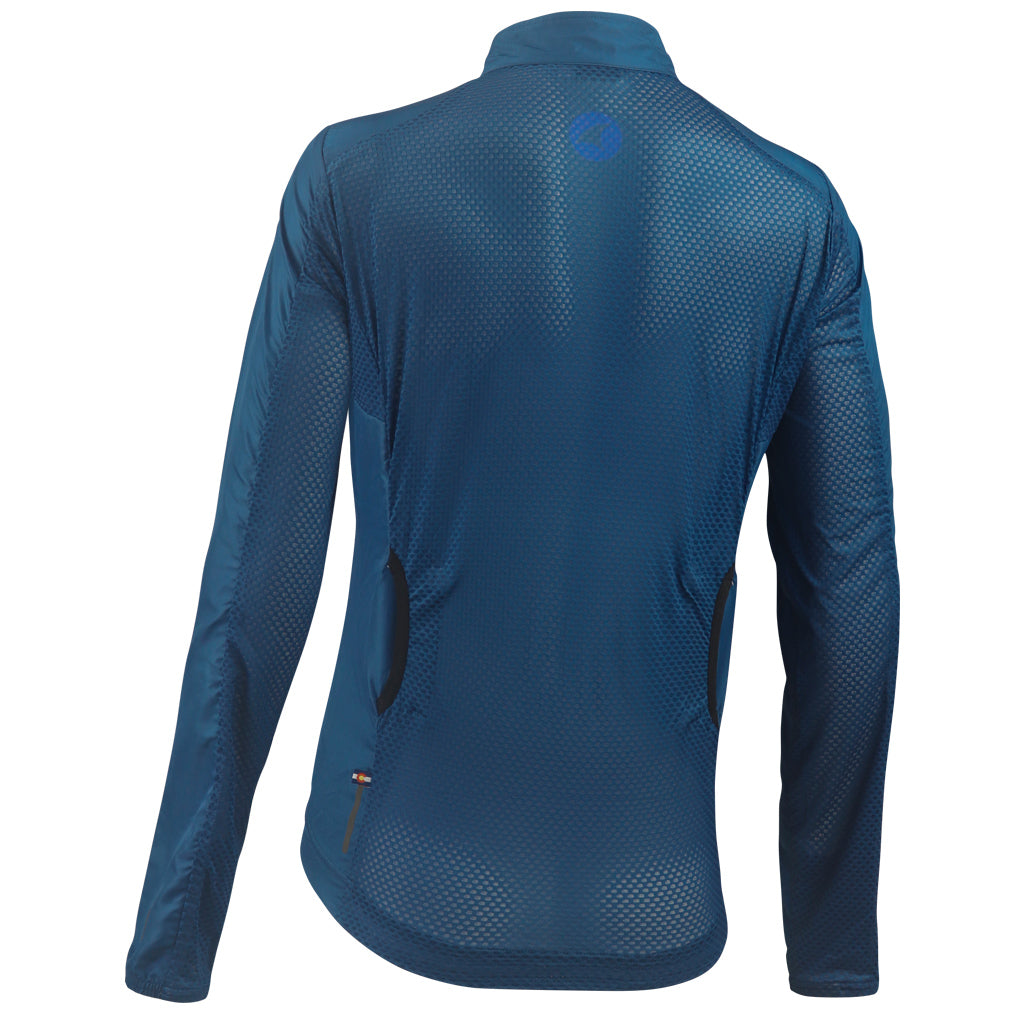 Women's Packable Cycling Wind Jacket Back View #color_navy