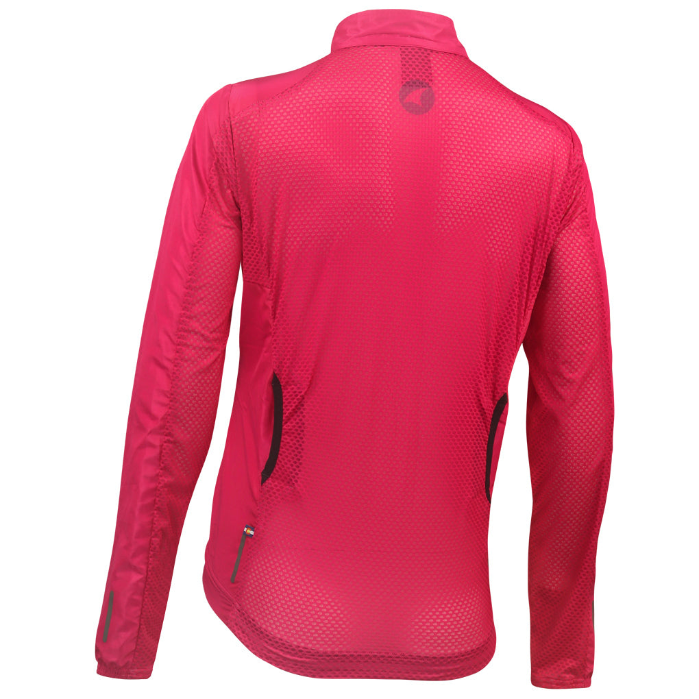 Women's Packable Cycling Wind Jacket Back View #color_orchid