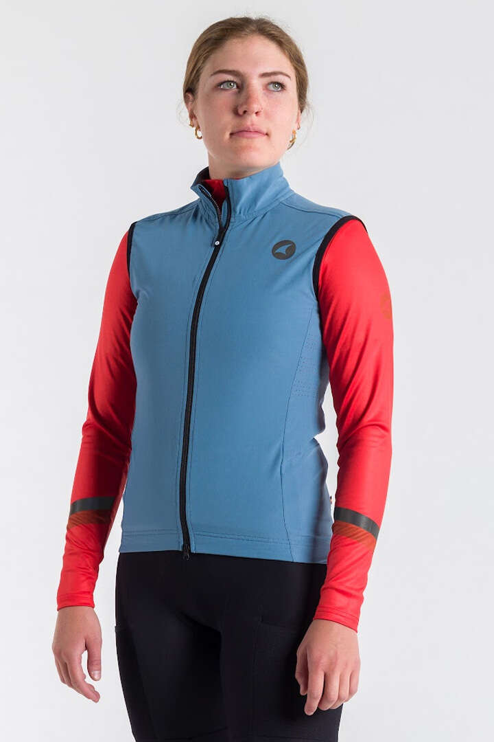 Women's Blue Thermal Cycling Vest - Alpine Front View