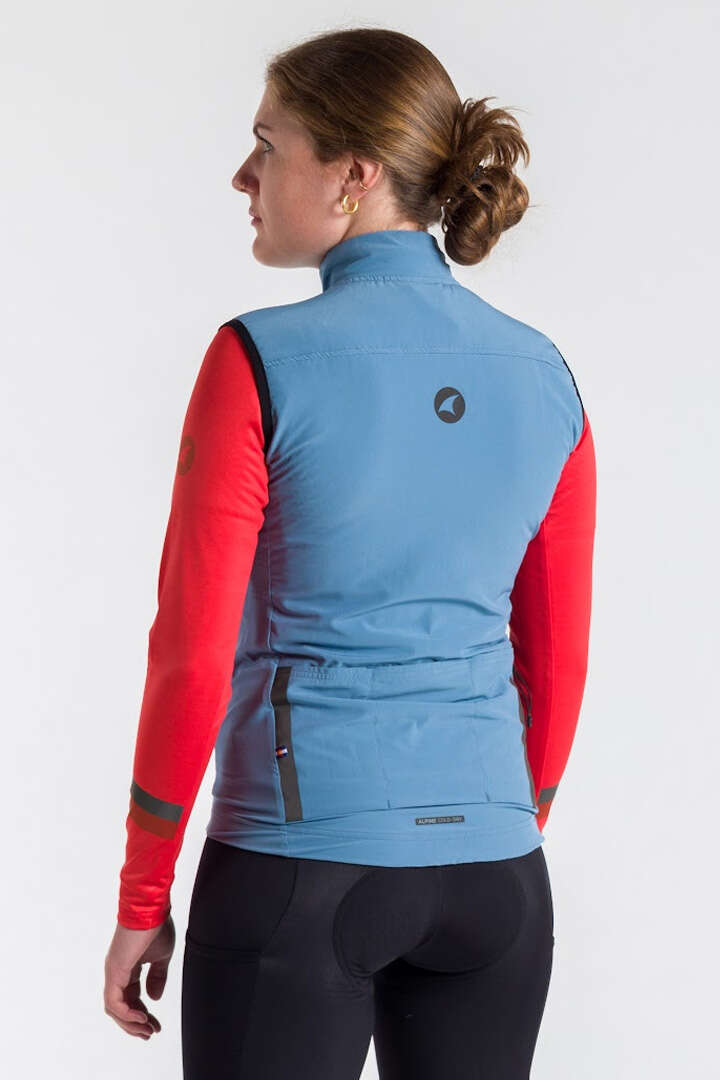 Women's Gray Blue Thermal Cycling Vest - Alpine Back View