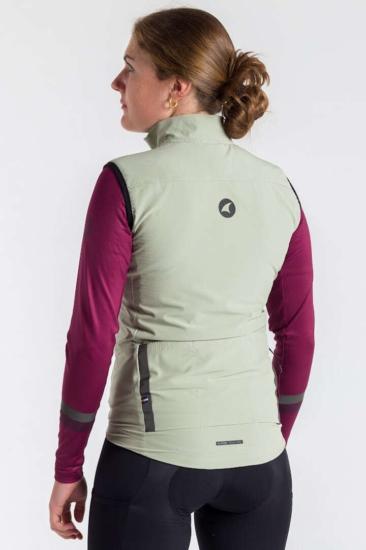 Women's Sage Green Thermal Cycling Vest - Alpine Back View