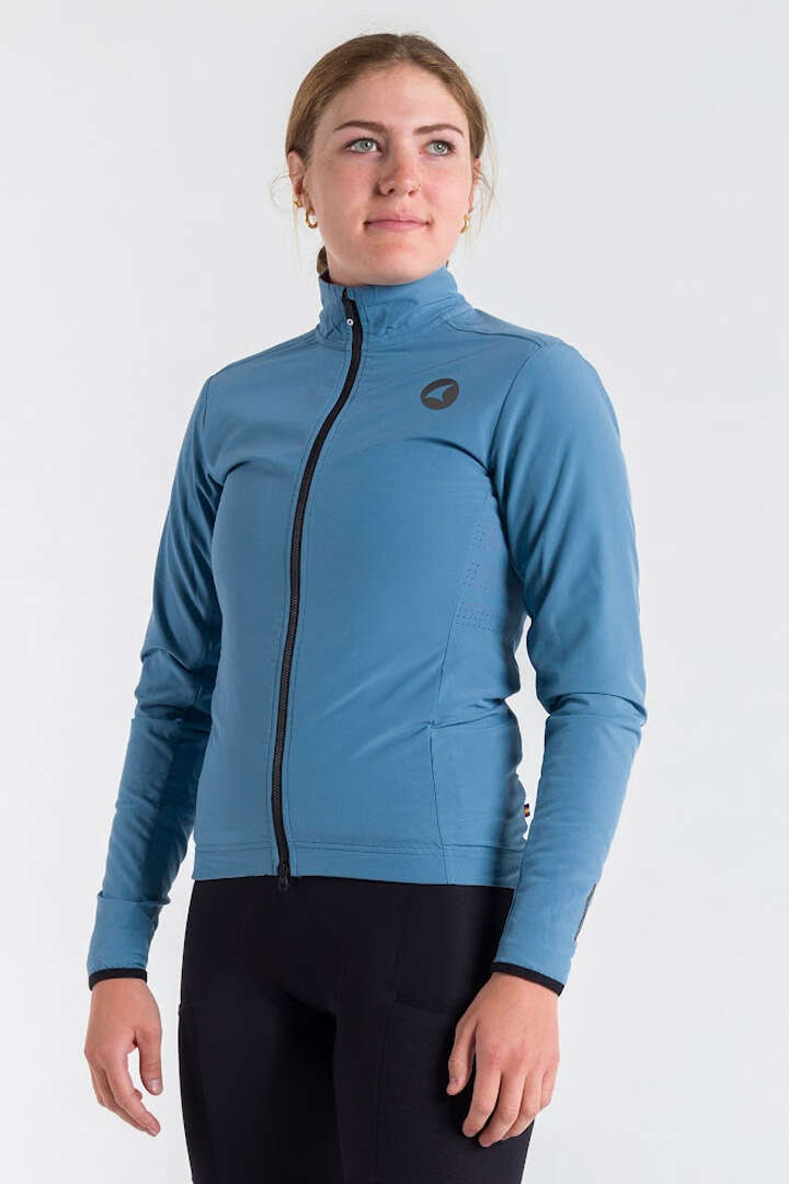 Women's Blue Thermal Cycling Jacket - Front View