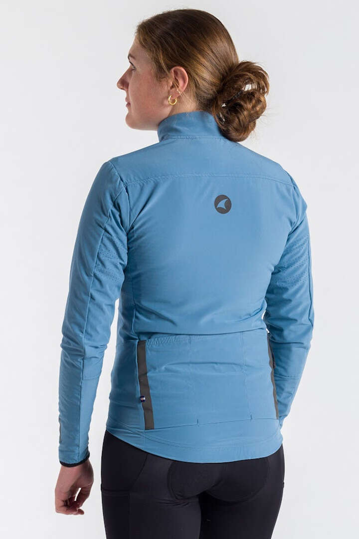 Women's Blue Thermal Cycling Jacket - Back View
