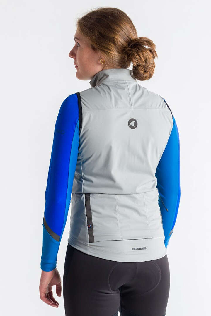 Women's Gray Water Repellent Cycling Vest - Back View
