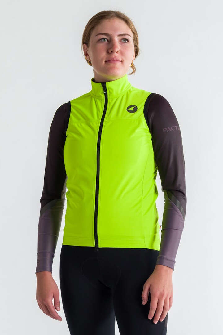 Women's High-Viz Yellow Water Repellent Cycling Vest - Front View