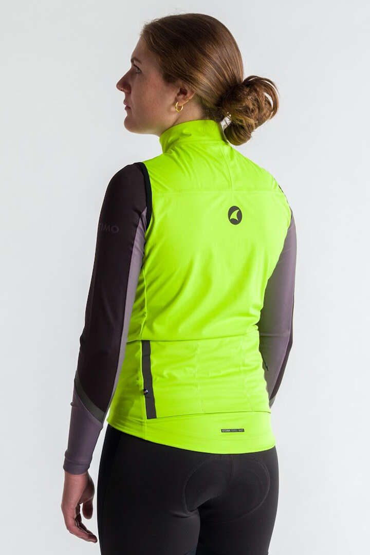 Women's High-Viz Yellow Water Repellent Cycling Vest - Back View