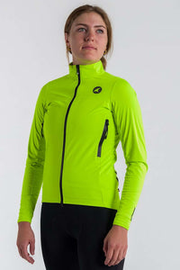 Women's High-Viz Yellow Cycling Jacket for Cold Wet Weather - Front View