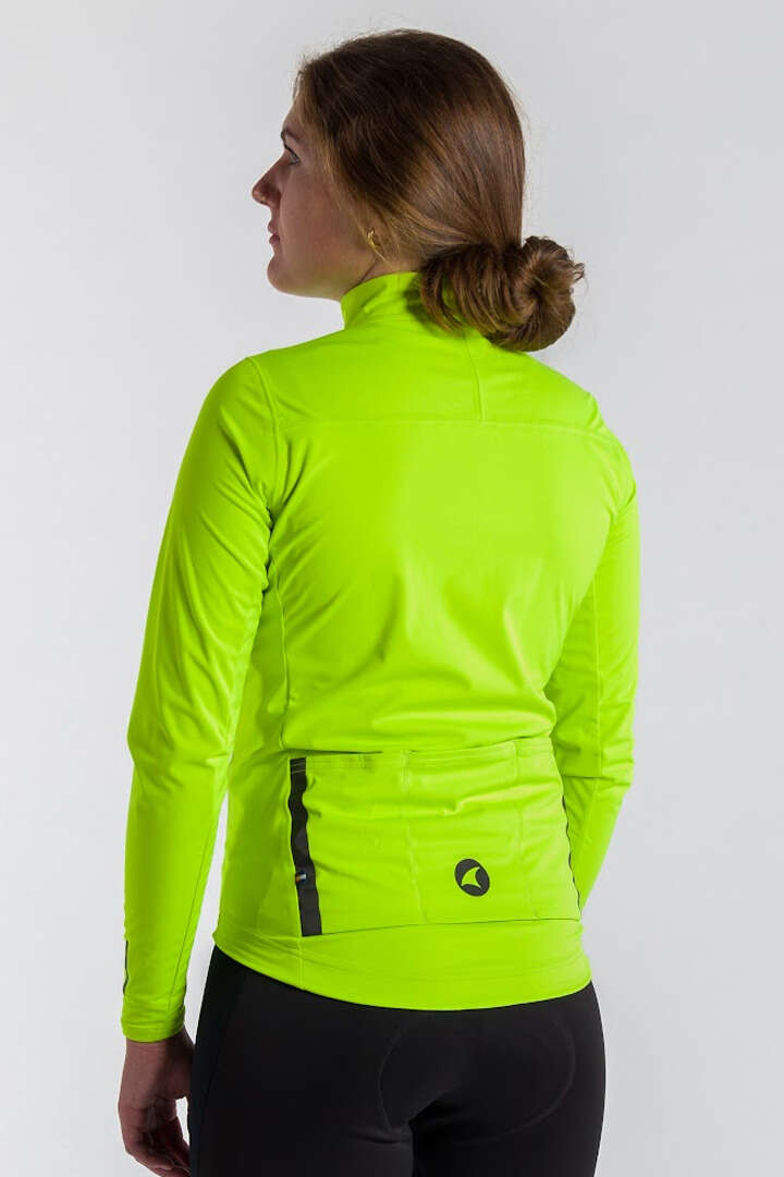 Women's High-Viz Yellow Cycling Jacket for Cold Wet Weather - Back View