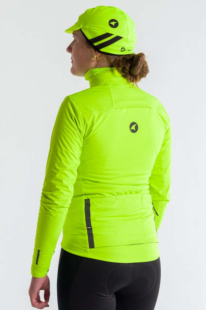 Women's High-Viz Yellow Winter Cycling Jacket - Back View 