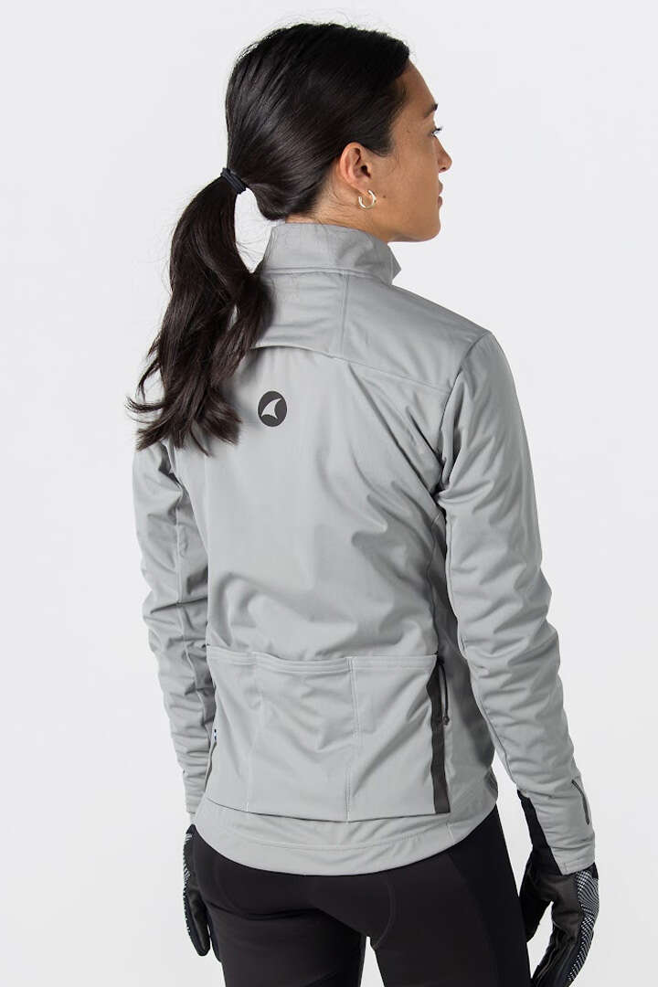 Women's Gray Winter Cycling Jacket - Back View 