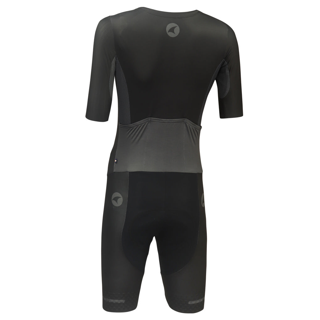 Women's Lightweight Cycling Skinsuit - Back View #color_black